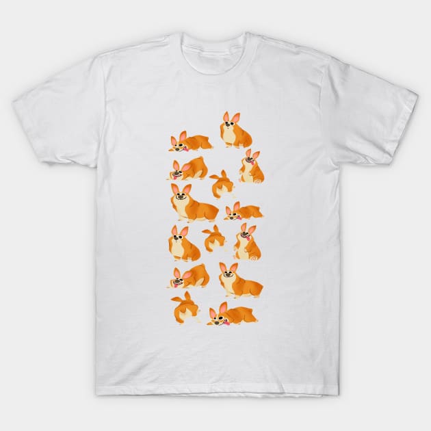 Silly Corgi T-Shirt by hanaqnoi